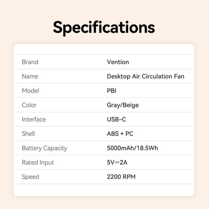 Vention Desktop Air Circulation Fan