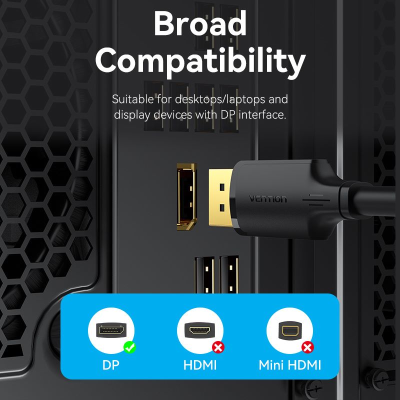 Câble DisplayPort Mâle vers Mâle 4K HD 1/1.5/2/3/5/10M Noir
