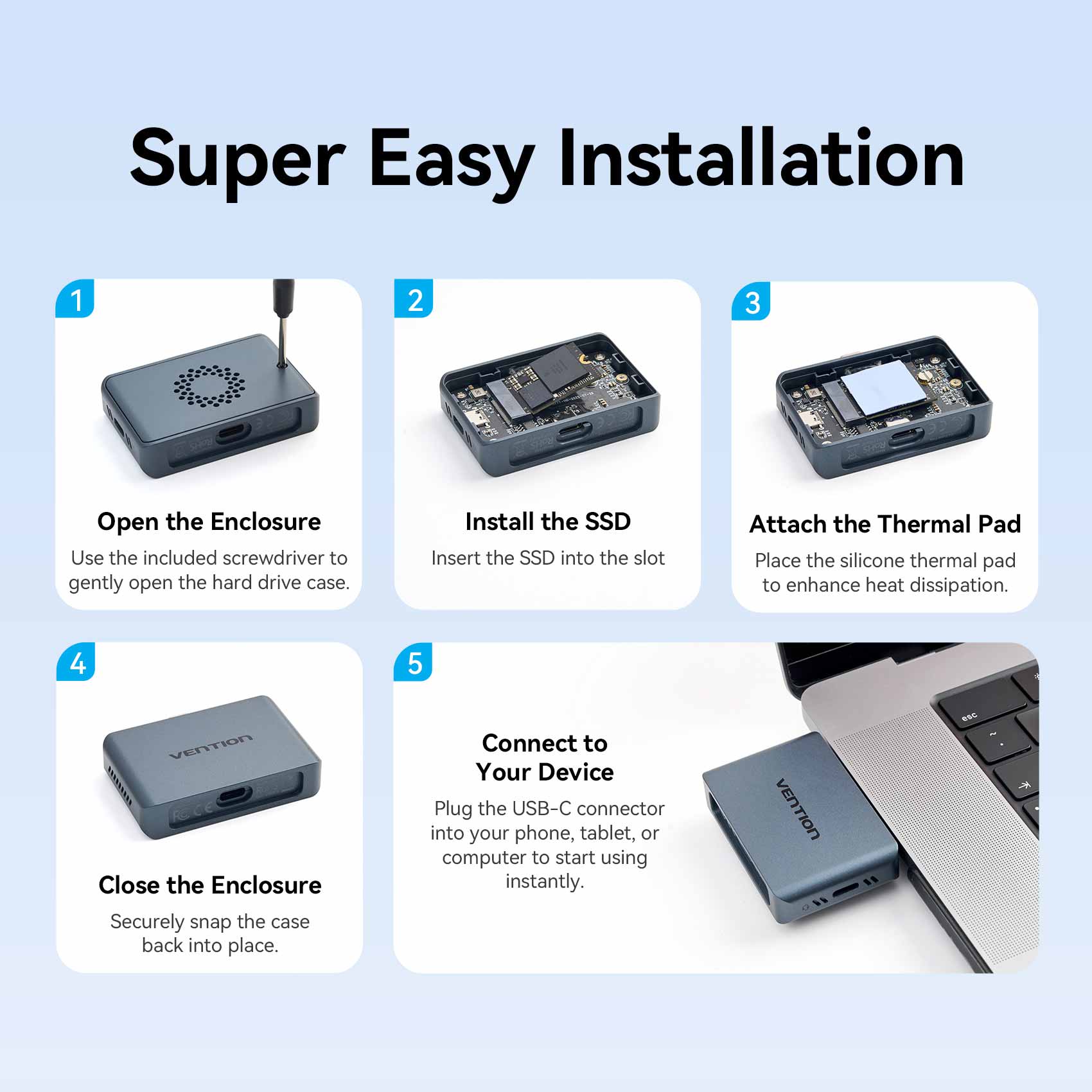 Vention M.2 NVMe Cable-Free SSD Enclosure