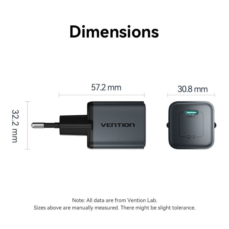 Vention 1-Port USB-C GaN Charger 20W EU-Plug