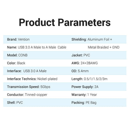 USB 3.0 A Male to A Male  Cable