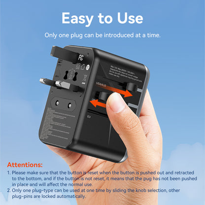 4-Port USB (C + C + A + A) GaN Universal Travel Adapter (65W/65W/60W/5W) Black