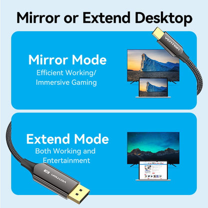 Cotton Braided 8K Bi-Directional USB-C Male to DisplayPort Male Cable
