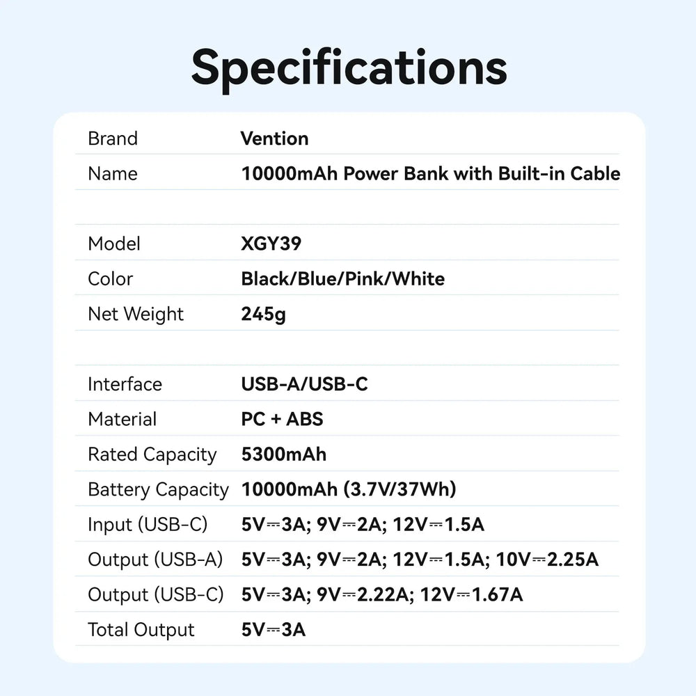 Pin dự phòng Vention XGY 10000mAh 22.5W kèm cáp - hình 15