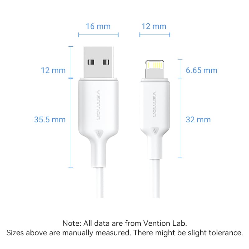 USB 2.0 Type-A Male to Lightning Male 2.4A Cable