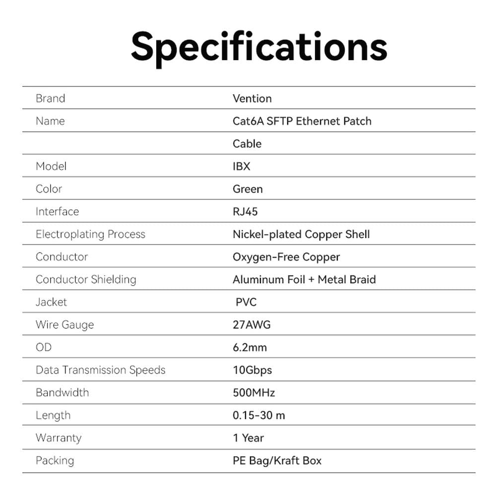<tc>Vention</tc> Соединительный кабель Ethernet Cat6A SFTP