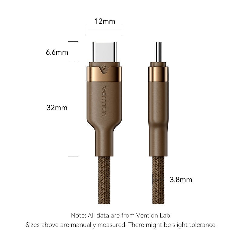 Vention USB 2.0 Type-C Male to Type-C Male 3A Cable Gold Aluminum Alloy Type