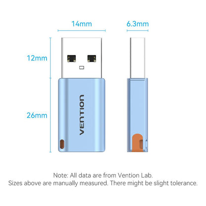 USB 3.1 Type-A Male to USB-C Female Adapter with Lanyard Gray Aluminum Alloy Type