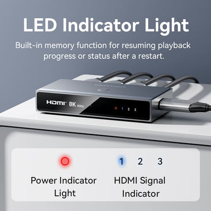 Vention 3 In 1 Out 8K HDMI™ Switcher Gray Aluminium Alloy Type