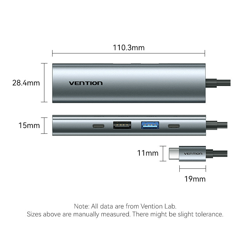 Vention USB-C to HDMI + USB 3.0 + USB 2.0 + USB 2.0 Type-C + PD Docking Station