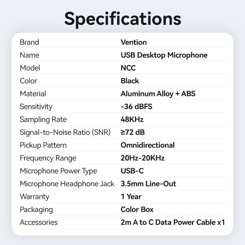 USB Desktop Microphone with Mute Button Black