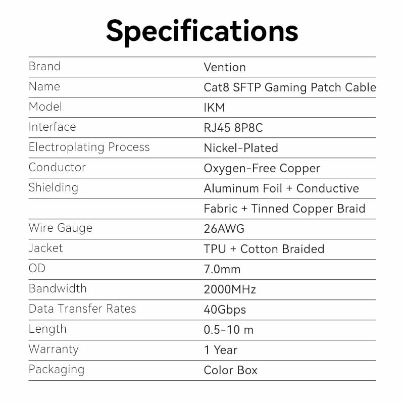 Cat8 SFTP Gaming Patch -Kabel