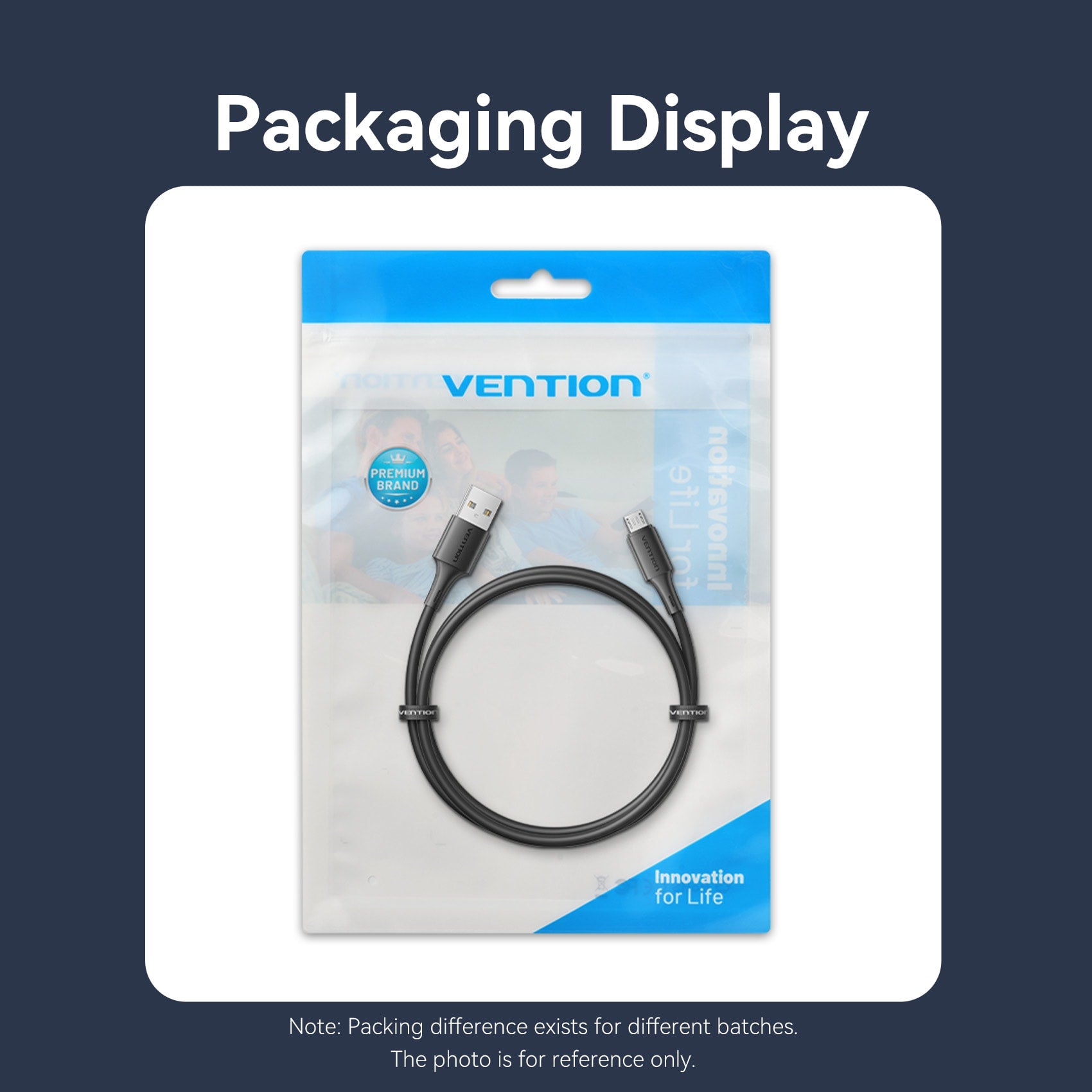 Vention USB 2.0 A Male to Micro-B Male 2A Cable 0.25M Black PVC Type