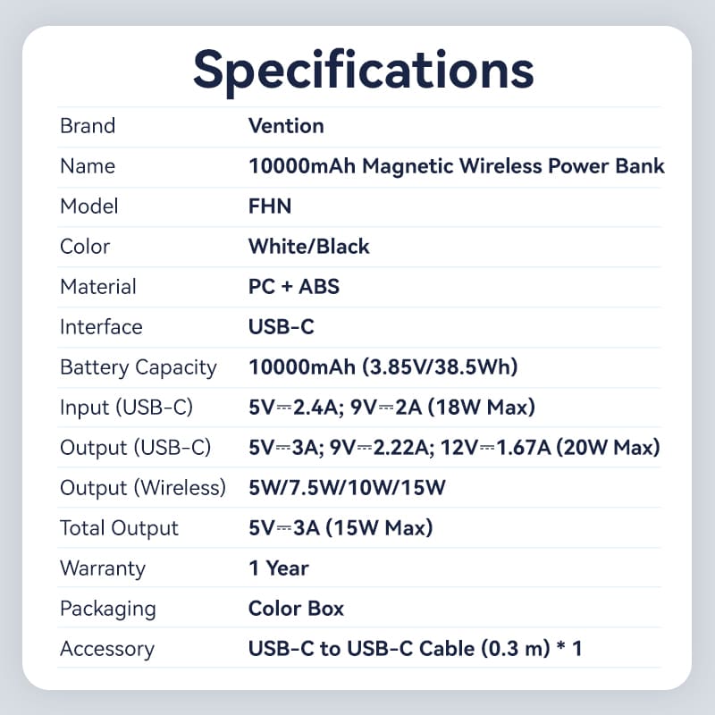 10000mAh Magnetic Wireless Power Bank