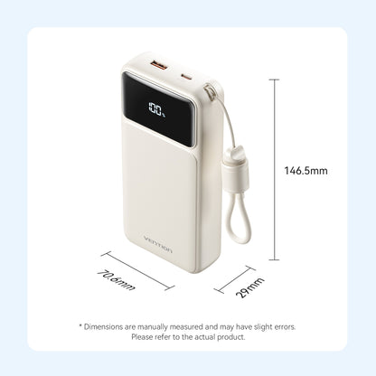 <tc>Vention</tc> Batería externa de 20000 mAh (USB-C + USB-A) con cable integrado de 22,5 W