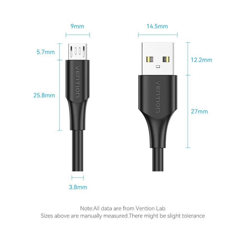 USB 2.0 A Male to Micro-B Male 2A Cable