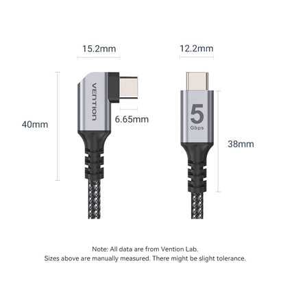 USB 3.0 C Male to C Male Right Angle VR Cable