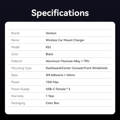 <tc>Vention</tc> Chargeur sans fil pour voiture