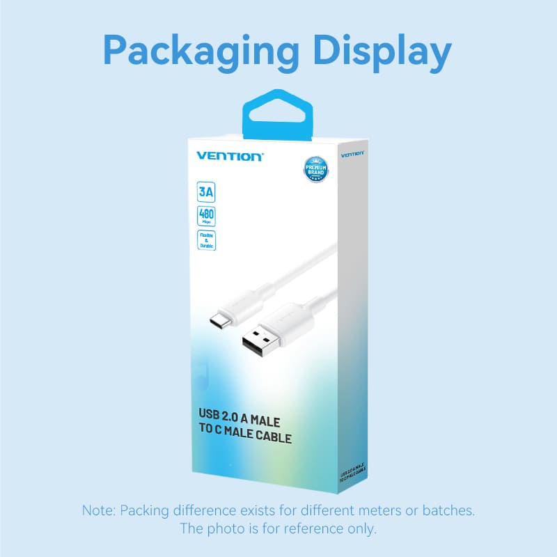 Cable USB 2.0 A Macho a C Macho 3A 1M Tipo PVC Blanco