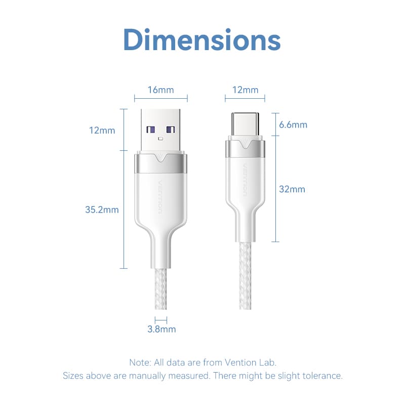 USB 2.0 A Male to C Male 6A Cable Aluminum Alloy Type