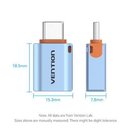 USB 3.1 Type-C Male to USB Female OTG Adapter with Lanyard Gray Aluminum Alloy Type