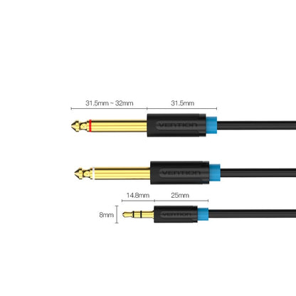 3,5 mm TRS Erkek - Çift 6,35 mm Erkek Ses Kablosu