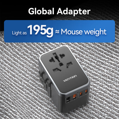 4-Port USB (C + C + A + A) GaN Universal Travel Adapter (65W/65W/60W/5W) Black