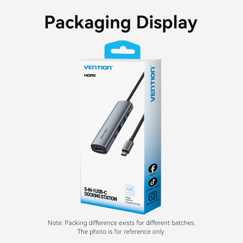 Vention USB-C to HDMI + USB 3.0 + USB 2.0 + USB 2.0 Type-C + PD Docking Station