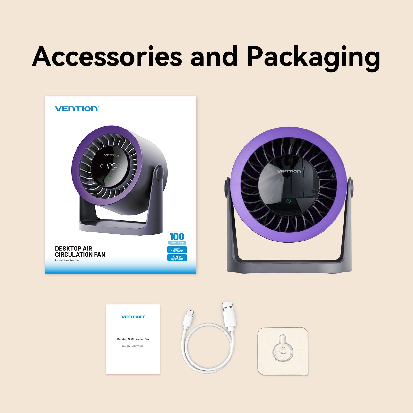 Vention Desktop Air Circulation Fan