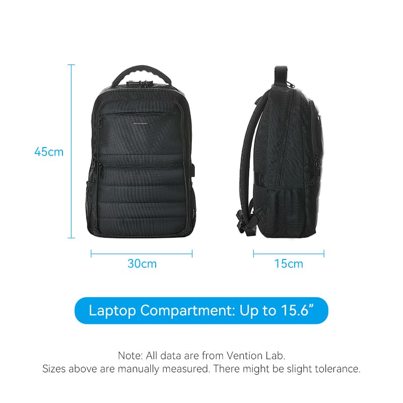 Water-Repellent Anti-Theft Laptop Backpack with USB Charging Port and Lock Black