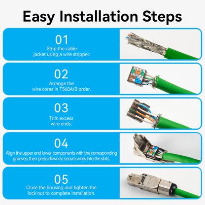 <tc>Vention</tc> Cat6A屏蔽免工具8P8C RJ45模块化插头