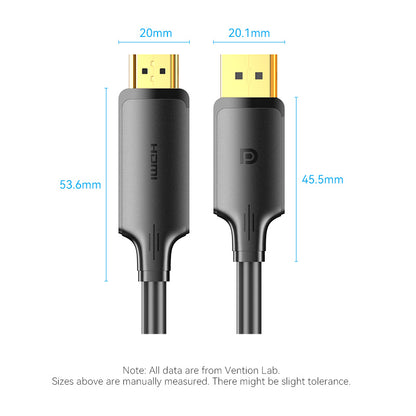 DisplayPort Male to HDMI-A Male 4K HD Cable 1/1.8/3/5M Black