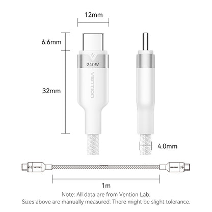 Vention USB 2.0 Type-C Male to Type-C Male 5A Cable  Aluminum Alloy Type
