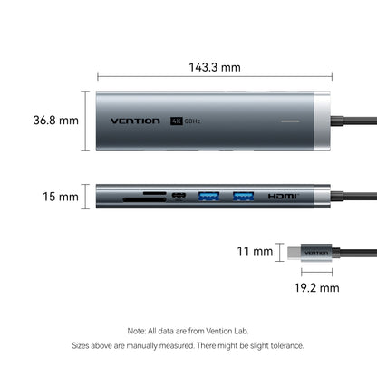 Vention 7'si 1 arada USB-C Bağlantı İstasyonu