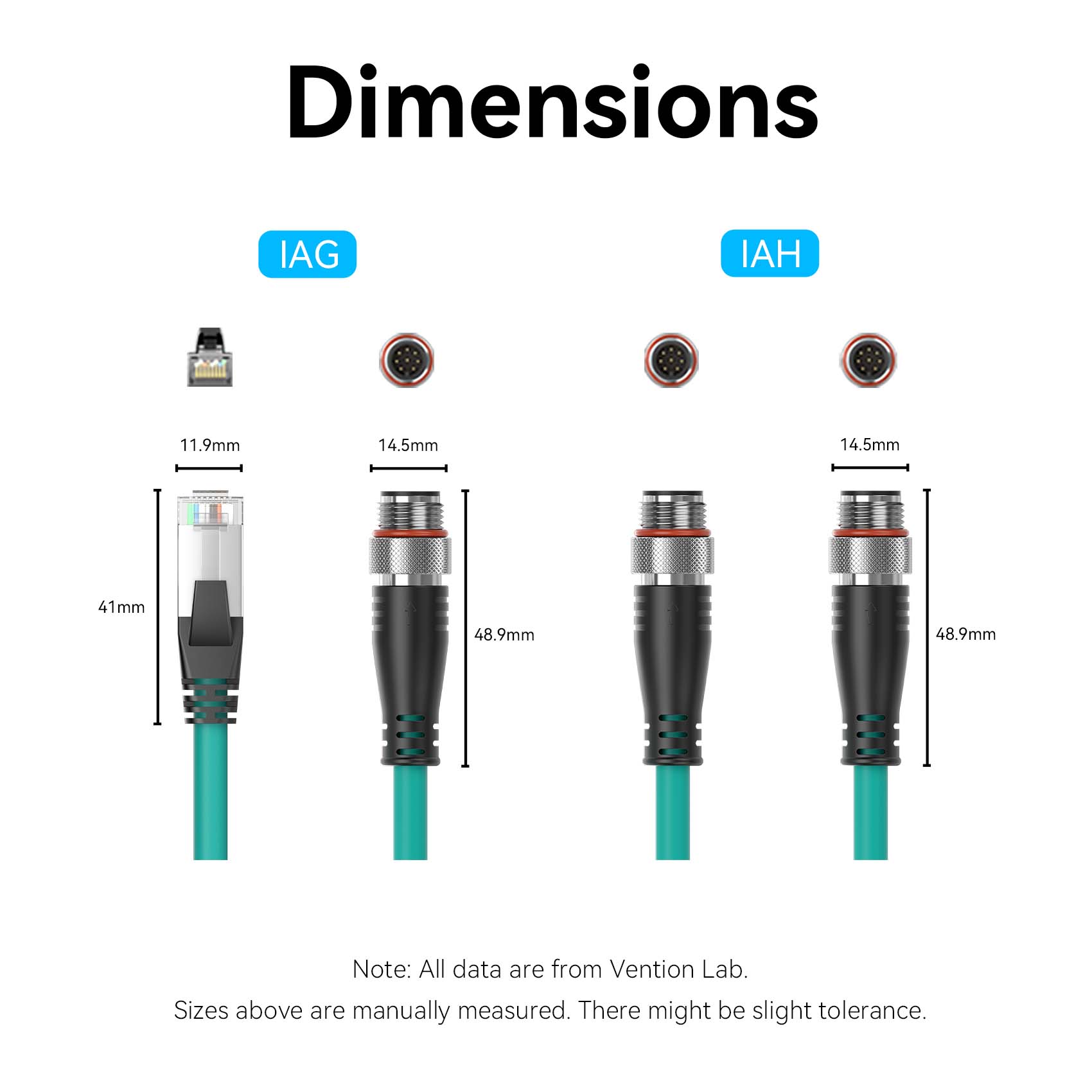 Vention M12 8 Pin A-Code to RJ45 Ethernet Patch Cable