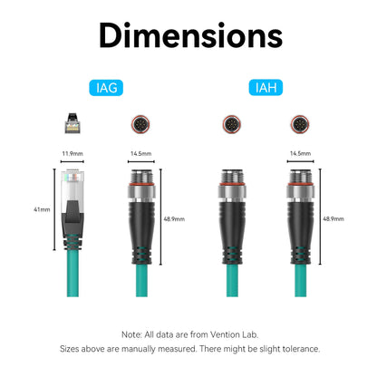 Vention M12 8 Pin A-Code to RJ45 Ethernet Patch Cable