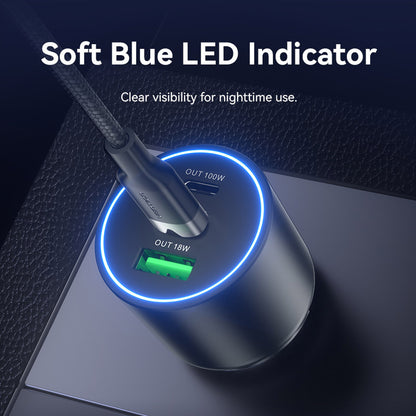 <tc>Vention</tc> Chargeur de voiture à trois ports USB C+C+A (100 W + 30 W + 18 W) en ABS noir