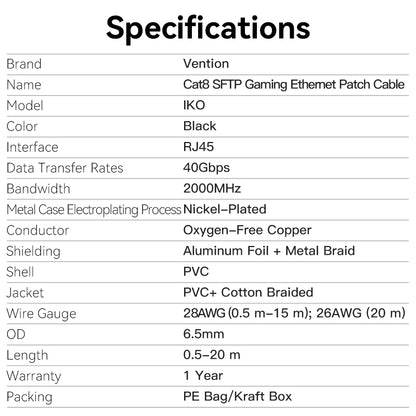 Cotton Braided Cat8 SFTP Ethernet Patch Cable