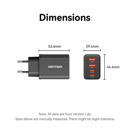 <tc>Vention</tc> Charger GaN 4 Port USB (C + C + A + A) (30W/20W/18W/18W) Colokan EU