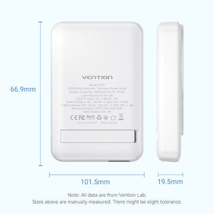 10000mAh Magnetic Wireless Power Bank (USB-C + Lightning + USB-C + USB-A +Wireless) 22.5W