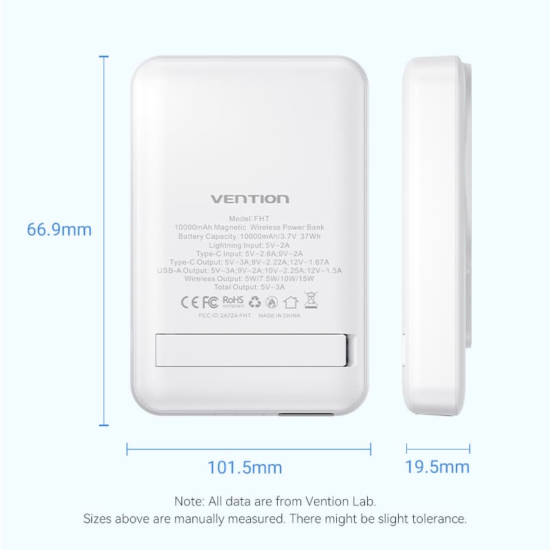 10000mAh Magnetic Wireless Power Bank (USB-C + Lightning + USB-C + USB-A +Wireless) 22.5W