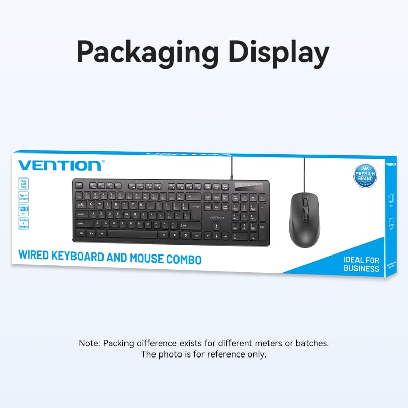 USB Wired Full-Sized Keyboard and Mouse Combo Black Slim Type