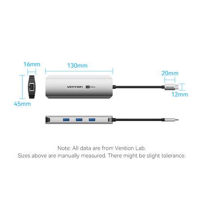 USB-C to HDMI/USB 3.0 x 3/RJ45/SD/TF/PD Docking Station