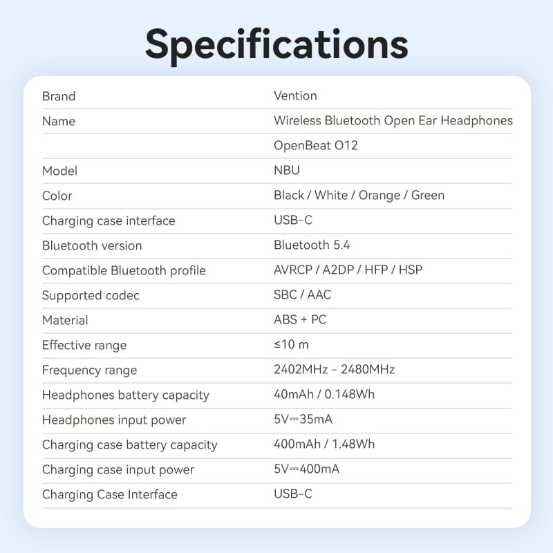 Vention Wireless Bluetooth Open Ear Headphones OpenBeat