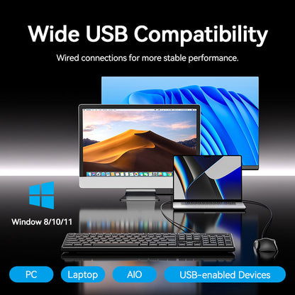 Vention USB Kablolu Tam Boyutlu Sessiz Klavye ve Fare Kombinasyonu Siyah İnce Tip - İspanyolca Düzeni