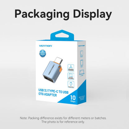 USB 3.1 Type-C Male to USB Female OTG Adapter with Lanyard Gray Aluminum Alloy Type