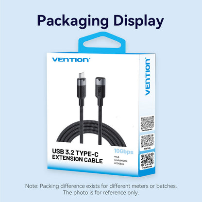 <tc>Vention</tc> Cable de extensión USB 3.2 Gen2 tipo C macho a C hembra de 10 Gbps, aleación de aluminio.