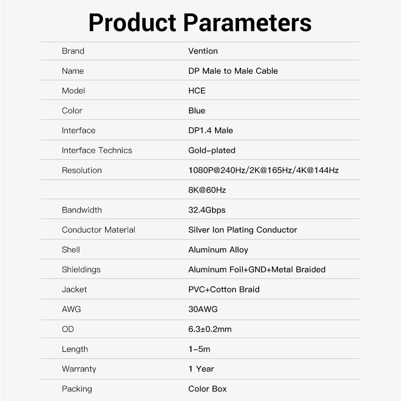 Vention 8K DisplayPort -Kabel