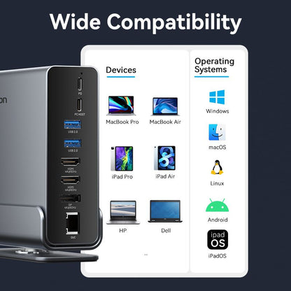 USB-C to DP/HDMI x 2/USB 3.2 Gen 2 Type-C docking station