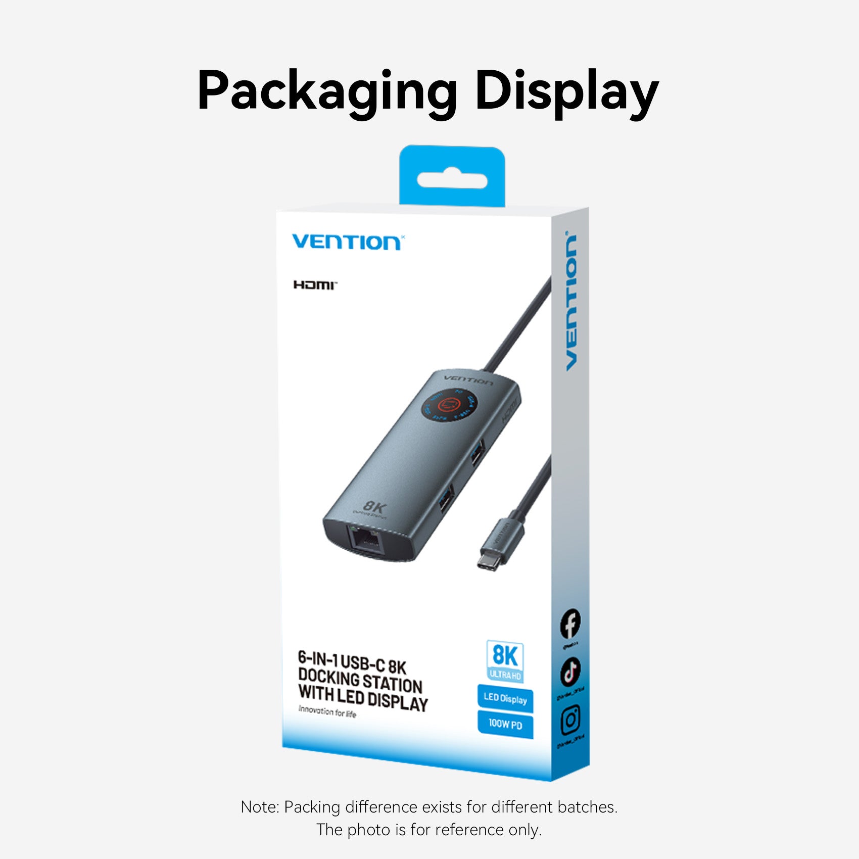 Vention 6-in-1 USB-C 8K Docking Station with LED Display